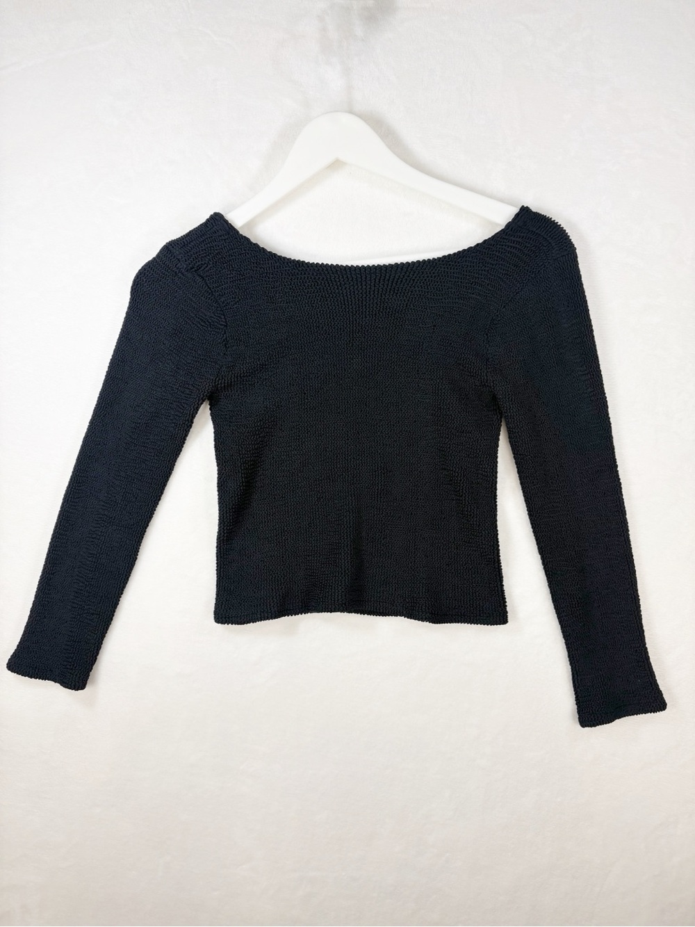 Vintage Hunza Maxxam Crinkle Backless Top Black One Size 80s 90s Made England - Picture 3 of 11